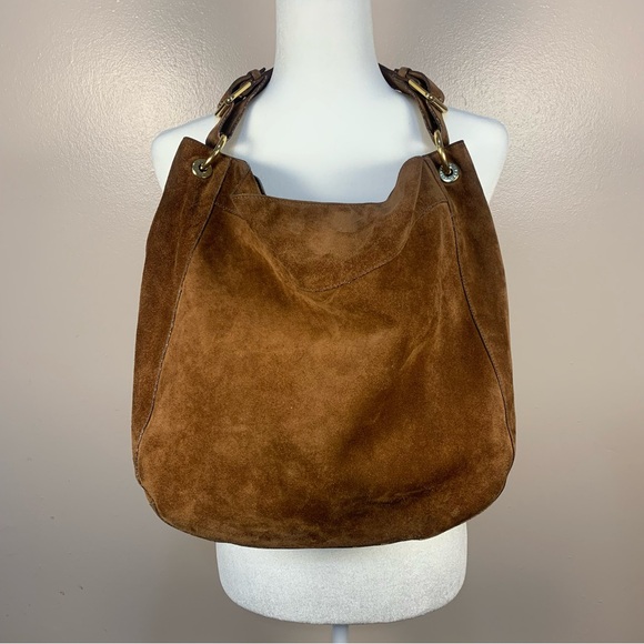 Ralph Lauren Handbags - Ralph Lauren Suede Slouchy Hobo Shoulder Bag Logo Gold Plated Accent
